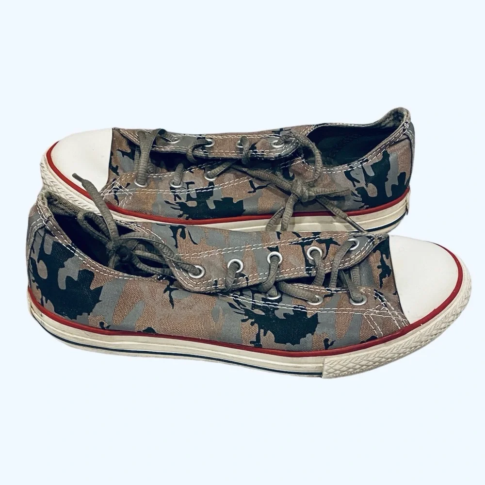Converse Camo Camouflage Sneakers Shoes Boys Girls 5 Gray Black Brown Retro